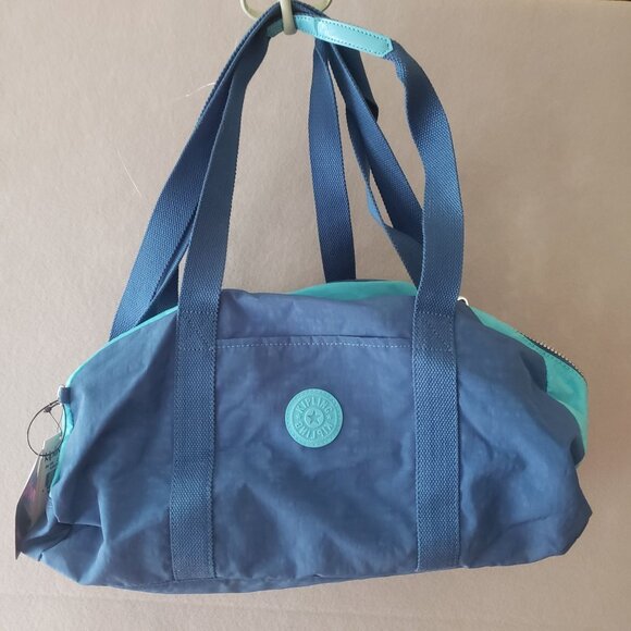 Kipling Handbags - Kipling Yuzu Active Duffle Bag Lightweight Gym Bag Adjustable Strap Blue Teal